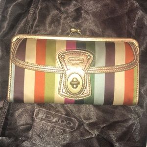 COACH legacy striped wallet